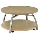  Coaster Furniture Dacre 720318 Round Engineered Wood Top Coffee Table - Greige IMAGE 4