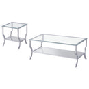  Coaster Furniture Saide 720338-S2 2-piece Glass Top Coffee and End Table Set - Chrome IMAGE 1