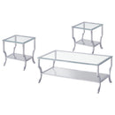  Coaster Furniture Saide 720338-S3 3-piece Glass Top Coffee and End Table Set - Chrome IMAGE 2