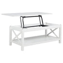  Coaster Furniture Skyview 722088 44-inch Rectangular Lift Top Coffee Table - White IMAGE 3