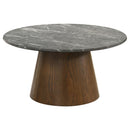  Coaster Furniture Franklin 722978-S2 2-piece Round Pedestal Coffee Table Set - Grey/Dark Brown IMAGE 3