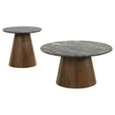  Coaster Furniture Franklin 722978-S2 2-piece Round Pedestal Coffee Table Set - Grey/Dark Brown IMAGE 4