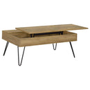  Coaster Furniture Fanning 723368-S2 2-piece Lift Top Coffee and End Table Set - Golden Oak IMAGE 2
