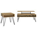  Coaster Furniture Fanning 723368-S2 2-piece Lift Top Coffee and End Table Set - Golden Oak IMAGE 6