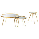  Coaster Furniture Kaelyn 723918-S2 3-piece Round Coffee and End Table Set - Gold IMAGE 2