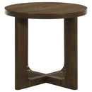  Coaster Furniture Kessler 735997 Round Sculptural Wood End Table - Brown IMAGE 1