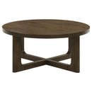  Coaster Furniture Kessler 735998 Round Sculptural Wood Coffee Table - Brown IMAGE 2