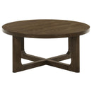  Coaster Furniture Kessler 735998 Round Sculptural Wood Coffee Table - Brown IMAGE 5