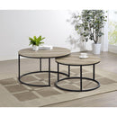  Coaster Furniture Lainey 736040 2-piece Round Nesting Coffee Table - Distressed Pine IMAGE 12