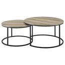  Coaster Furniture Lainey 736040 2-piece Round Nesting Coffee Table - Distressed Pine IMAGE 1