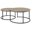  Coaster Furniture Lainey 736040 2-piece Round Nesting Coffee Table - Distressed Pine IMAGE 3