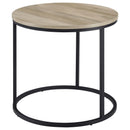  Coaster Furniture Lainey 736047 Round Occasional End Table - Distressed Pine IMAGE 1