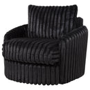  Coaster Furniture Sarco 902542 Corduroy Upholstered Swivel Accent Arm Chair - Black IMAGE 1