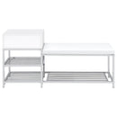  Coaster Furniture Siega 910223 1-Drawer Shoe Storage Entryway Bench - White High Gloss/Chrome IMAGE 2