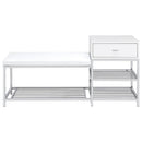  Coaster Furniture Siega 910223 1-Drawer Shoe Storage Entryway Bench - White High Gloss/Chrome IMAGE 3