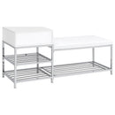  Coaster Furniture Siega 910223 1-Drawer Shoe Storage Entryway Bench - White High Gloss/Chrome IMAGE 7