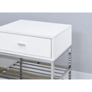  Coaster Furniture Siega 910223 1-Drawer Shoe Storage Entryway Bench - White High Gloss/Chrome IMAGE 9