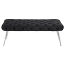  Coaster Furniture Ella 910333 Upholstered Tufted Bench Stainless Steel Legs - Black IMAGE 1