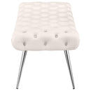  Coaster Furniture Ella 910334 Upholstered Tufted Bench Stainless Steel Legs - Ivory IMAGE 3