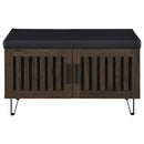  Coaster Furniture Brixton 915153 2-door Padded Entryway Shoe Storage Bench - Smoked Oak IMAGE 1