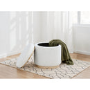  Coaster Furniture Remuda 915423 Boucle Upholstered Round Storage Ottoman - Ivory IMAGE 1