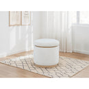  Coaster Furniture Remuda 915423 Boucle Upholstered Round Storage Ottoman - Ivory IMAGE 2