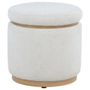  Coaster Furniture Remuda 915423 Boucle Upholstered Round Storage Ottoman - Ivory IMAGE 3