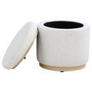 Coaster Furniture Remuda 915423 Boucle Upholstered Round Storage Ottoman - Ivory IMAGE 4