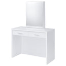  Coaster Furniture Bunbury 930280 Makeup Vanity Table Set Storage Mirror and Stool - White IMAGE 2