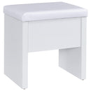  Coaster Furniture Bunbury 930280 Makeup Vanity Table Set Storage Mirror and Stool - White IMAGE 6