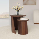  Coaster Furniture Yency 930330 2-piece Round Mango Wood Nesting Table Set - Dark Brown Mango IMAGE 3