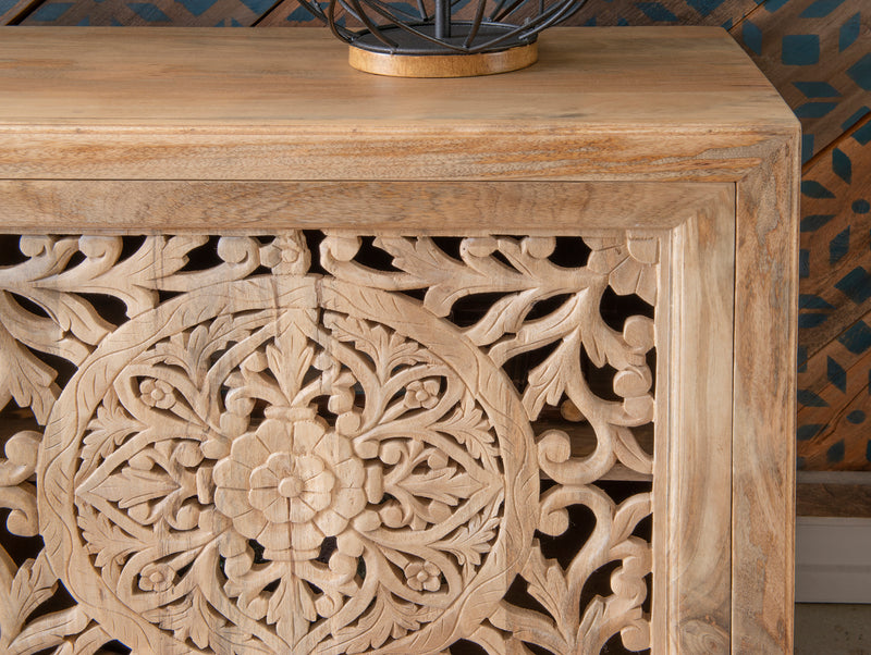 HEIDI NATURAL 2 DOOR CARVED CABINET 20A2083